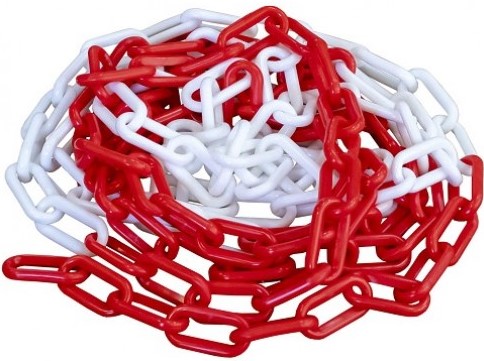 CORRENTE PLAST(EMB.25M)BRANCO/VERM.8MM