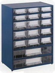ESTANTE METALO-PLASTICO AZUL 17GAVET.N17