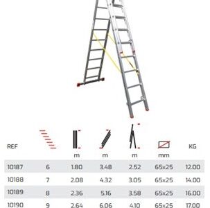 ESCADA TRIPLA ALUMINIO D/QD.3x14D 9,35M$